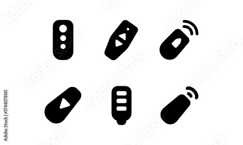 Minimalist remote control icons in monochrome style for digital designs