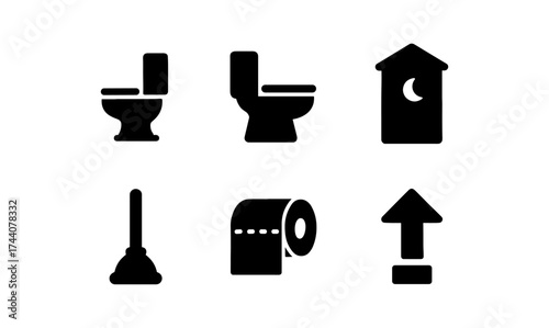 Bathroom and toilet symbols set: modern flat design icons
