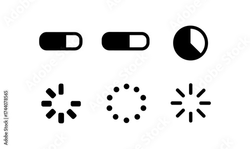 Minimalist icons: simple loading and progress ui designs in bold black style
