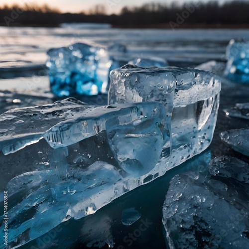 melting ice on the water