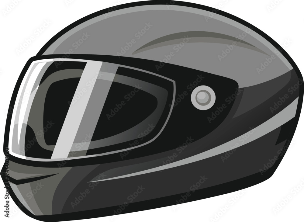 Fototapeta premium Gray motorcycle helmet with reflective visor and black accents