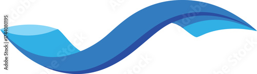 Abstract blue wave shape with smooth curves on a white background