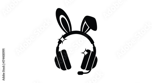 Cute gaming headset with bunny ears and microphone.