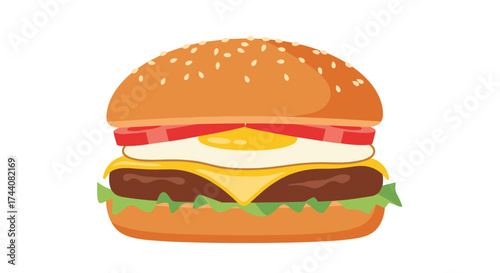 A delicious and hearty burger with a fried egg and cheese.