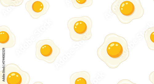 A seamless pattern of sunny side up fried eggs.