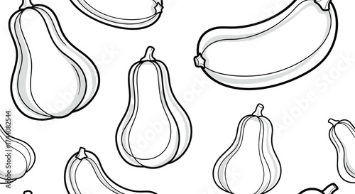 Pattern of various gourds and squashes.