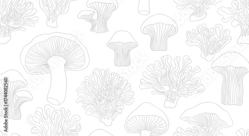 An artistic outline of decorative trees in a repeating pattern.