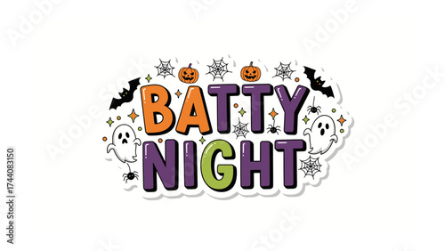 Batty Night Celebration: Halloween-themed image with the words Batty Night and related spooky icons like bats and ghosts. Capturing the excitement of the event. 
