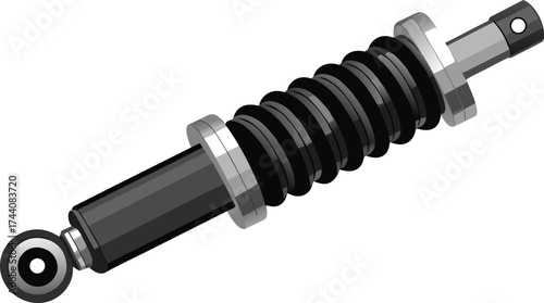 Automotive shock absorber with coiled spring and rubber boot