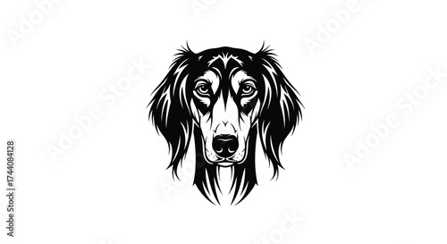 Black and white saluki dog head logo design sighthound