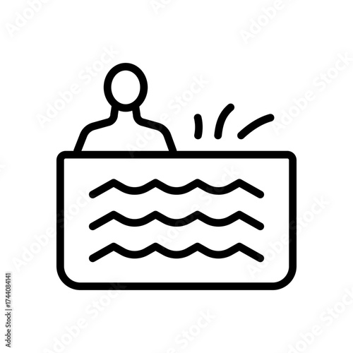 Hydro massage outline icon. Spa health. Bath foot. Healthcare, skincare, wellness contour symbol. Vector isolated illustration.