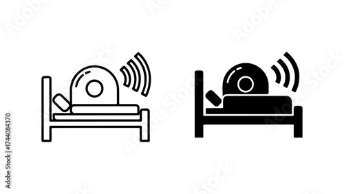 Outline and Glyph Icons: Smart Device, Bed, Wireless Signal
