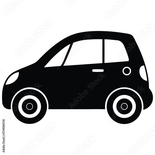This vector illustration shows a black car silhouette of a retro suv vehicle icon for transport design