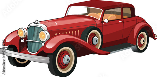 Classic red convertible automobile from the 1930s