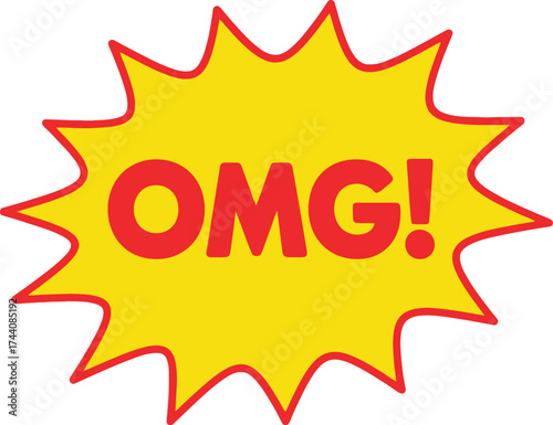 Omg exclamation graphic yellow burst vector illustration art