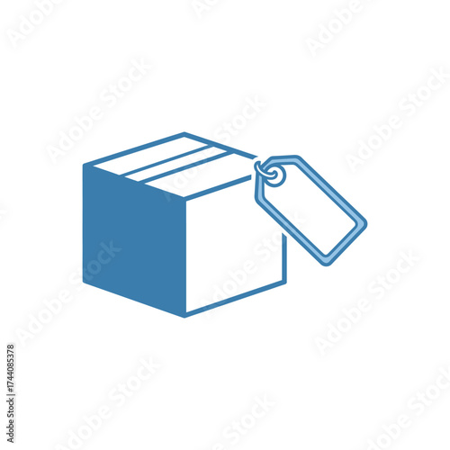 Cardboard box with tag represents shipping and delivery services for online shopping, symbolizing convenience and efficiency.