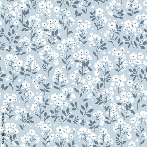 Flower pattern. Ditsy floral seamless pattern. Small little flower background. Repeat pattern. Ditsy print. Botanic surface design. Ditsy floral flower pattern for fashion, fabric, wrapping, decor