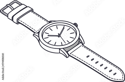 Sleek wristwatch vector illustration timeless accessory design for graphic projects