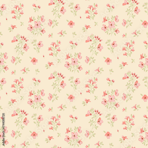Flower pattern. Ditsy floral seamless pattern. Small little flower background. Repeat pattern print. Wallpaper surface design. Ditsy floral flower pattern for fashion, fabric, wrapping, decor