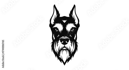 Black and white schnauzer dog head logo on white background Keywords: schnauzer, dog, head, logo