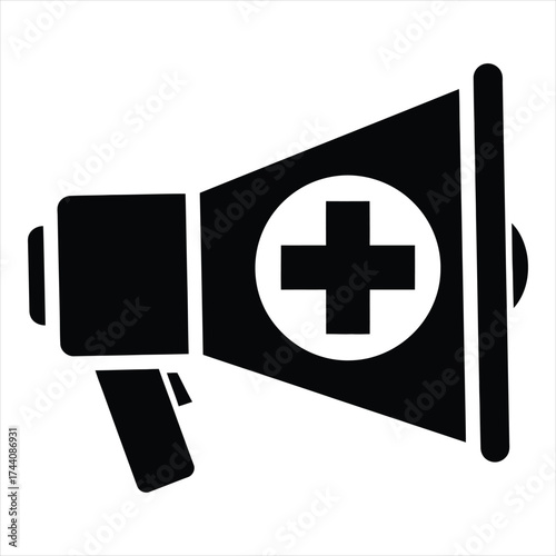 Medical megaphone symbol announcing health alerts and public health information