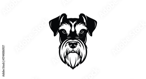 Black and white schnauzer dog head logo on white background