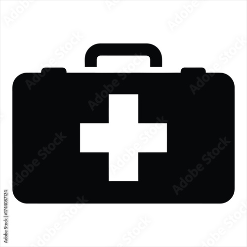 First aid kit symbol medical emergency help box health care cross icon simple