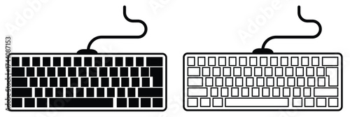 Modern Aluminum Computer Keyboard on Transparent Background.