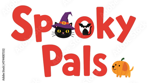 Spooky Pals : A whimsical scene of the Halloween , with cheerful cartoon characters on display for a fun seasonal vibe.