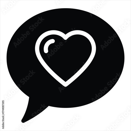 Heart inside speech bubble symbol for love messages communication and social media likes