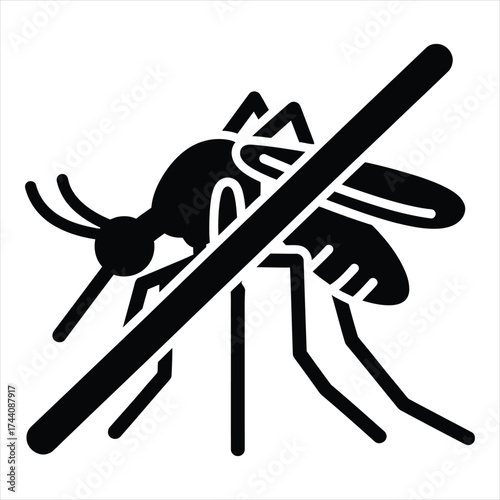 Mosquito repellent sign icon insect control symbol mosquitoes alert stop danger