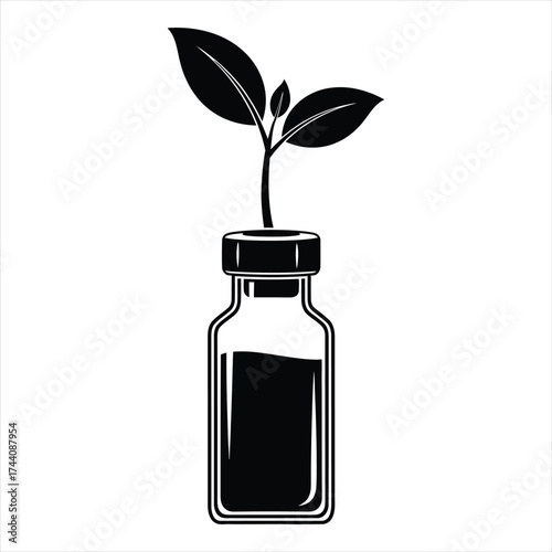 Growth seedling sprouting from vial symbolizing life and medical science innovation