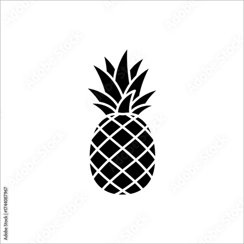 Pineapple stands alone against a white backdrop, its textured skin and spiky crown creating a simple yet striking image, evoking freshness and tropical vibes.
