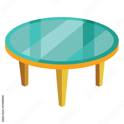 Flat Vector Glass Coffee Table