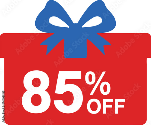 Eighty five percent off sale promotion discount gift box vector