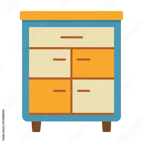 Minimal Flat Vector Cabinet with Drawers