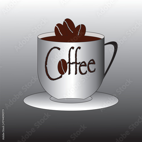 Coffee Bean Cup Vector Image.