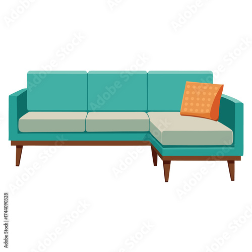 Modern Flat Vector L-Shaped Sofa
