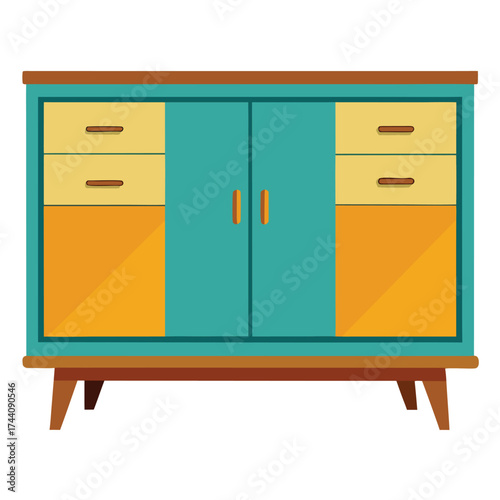 Modern Flat Vector Sideboard Cabinet