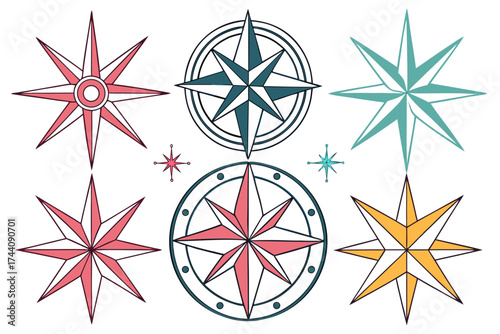 set of colorful star