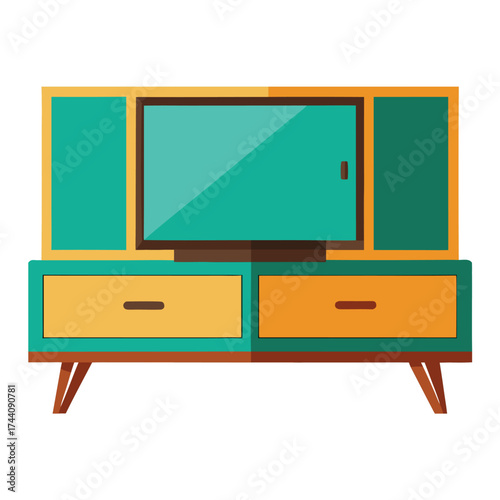 Modern Flat Vector TV Cabinet
