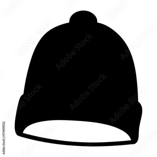 Vector art of winter hat silhouette simple vector illustration of a warm knitted cap for cold weather and winter season