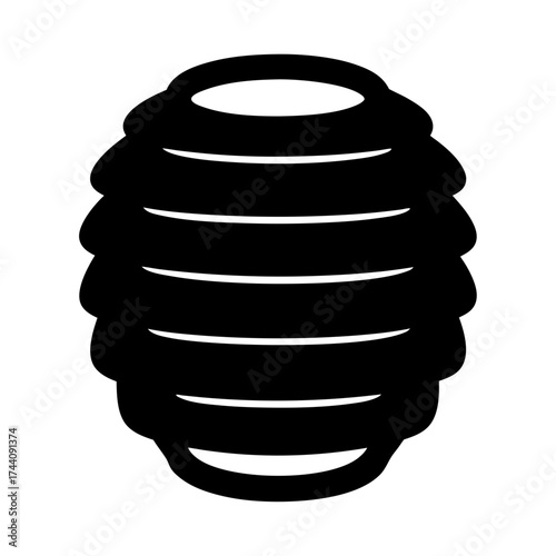 Vector art of a black and white silhouette of a beehive for use in nature, agriculture, or honeyrelated projects
