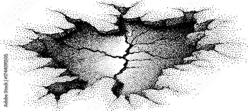 Abstract broken grid pattern with dotwork stippling effect for design