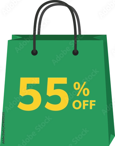 Fifty five percent off sale promotion shopping bag vector image
