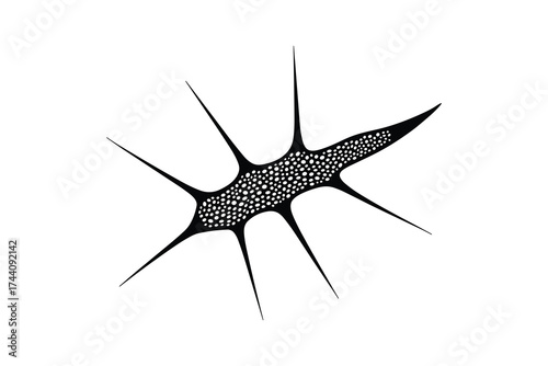 Black-and-white microscopic organism illustration