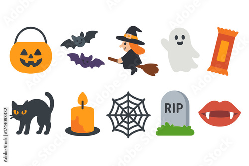 Halloween, holiday glowing icon set. festive, spooky icons 3d collection