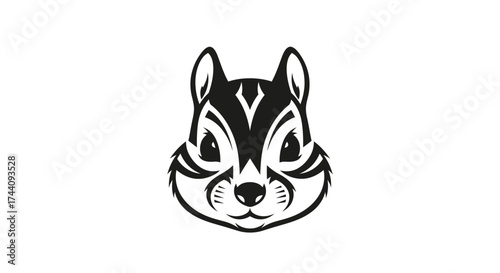 Black and white squirrel head illustration on white background Keywords: squirrel, animal
