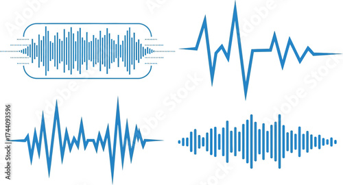 Audio sound waves vector illustration for music and technology