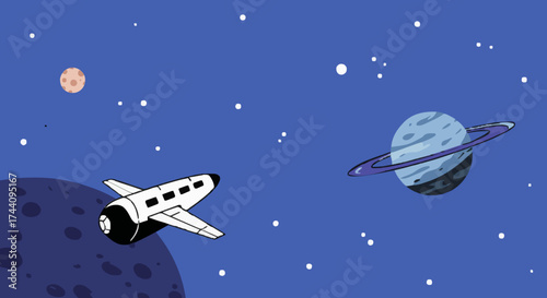 Space, star, planet, blue